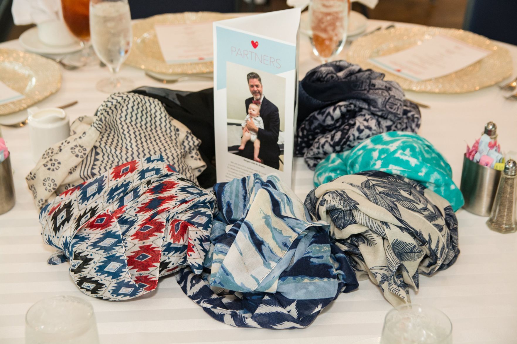 Scarves given out at the Wings of Hope Ladies Luncheon, a tradition of the event.